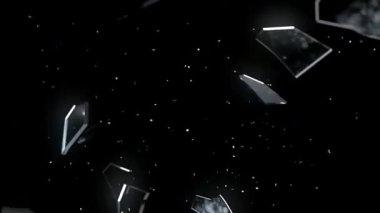 Siyah Arkaplan Yüksek Etkili Çarpma Efekti Üzerine Yavaş Çekimde Cam Kırılması