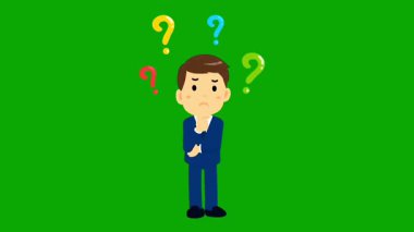 Bir Çocuk Düşünüyor ve Sonra Yeşil Ekran Arkaplanında Bir Fikir Canlandırıyor