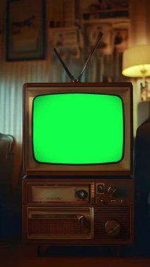 Yeşil Ekran Retro Estetik ve Klasik Elektronik ile klasik TV