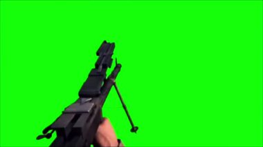 Keskin nişancı asker Animasyon Yeşil Ekran 124 'ü vuruyor, Taktik Savaş Kaplaması. Oyun VFX
