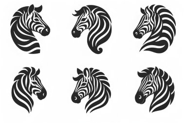 Kabile Zebra Baş Örüntüsü Siyah ve Beyaz Hayvan Vektör Çizimi