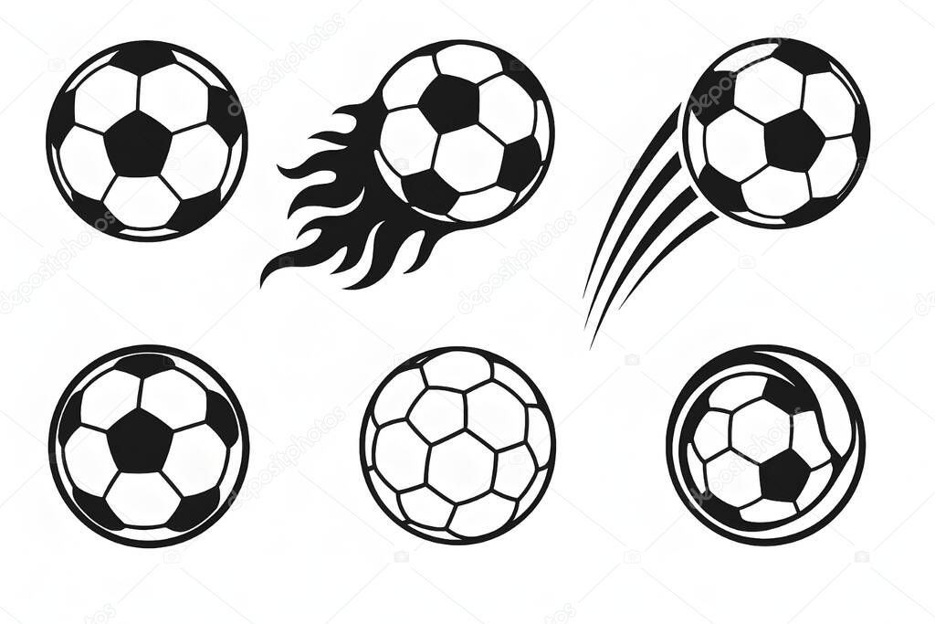 Flaming Soccer Ball Vector Set  Football Speed and Motion Design Elements