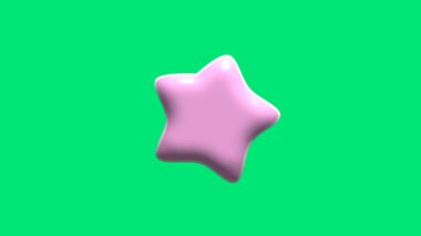 Yeşil ekran arka planına sahip pembe yıldız 