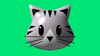 3B sevimli kedi tasarımı döngüsü canlandırması 