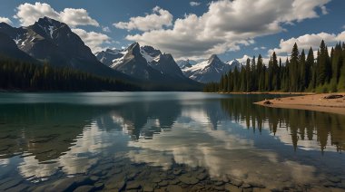 Ruh Adası öğleden sonra Jasper Ulusal Parkı, Alberta, Kanada