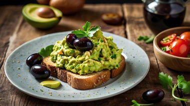 Yağda yumurta, avokado ve yumurtalı tost ekmeği.