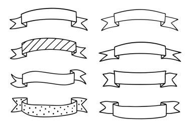 Vector Illustration of Ribbon Banner Set with Blank Space for Text, Curved and Flat Design for Graphic Design Projects. clipart