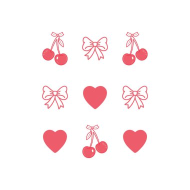 Cherry Valentine vektörü Retro Clipart, Love Graphics & Cricut Designs for Crafts & Sublimation