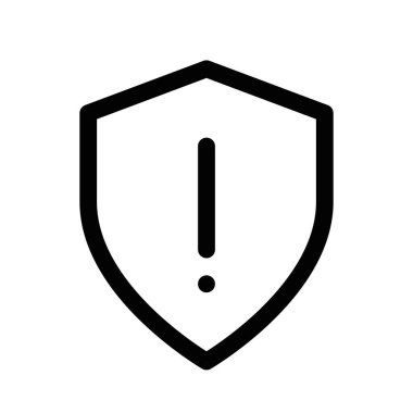 Parlak Siyah ve Beyaz Kalkan Uyarı Simgesi Web ve Uygulama Tasarımı, Güvenlik Uyarıları Temsili, Tehdit Algılama ve Uyarı Bildirimleri, Siber Güvenlik ve Veri Koruması için Temiz Sembollerle Dijital Arayüzlerin Artırılması İdeal