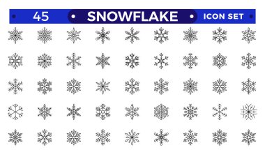 snowflakes outline icon set such as pack of simple snowflake, snowflake winter, snowflake, icons for report, presentation, diagram, web desig clipart