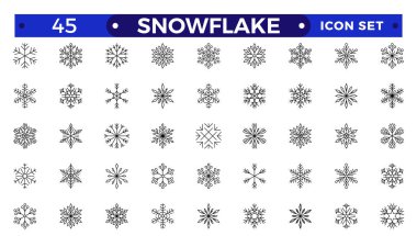 snowflakes outline icon set such as pack of simple snowflake, snowflake winter, snowflake, icons for report, presentation, diagram, web desig clipart