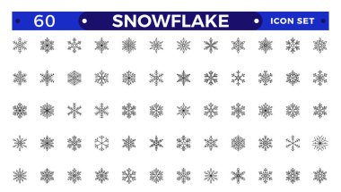 snowflakes outline icon set such as pack of simple snowflake, snowflake winter, snowflake, icons for report, presentation, diagram, web desig clipart