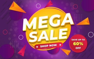 Özel teklif mega satış afişi. 3D düzenlenebilir metin efektli indirimli pankart tasarım şablonu