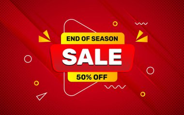 Sezon satışı afişi, indirimli afiş promosyon şablonu 3 boyutlu düzenlenebilir metin efekti ayrıca turuncu ve kırmızı arkaplan