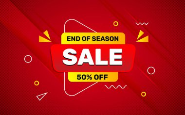 Sezon satışı afişi, indirimli reklam şablonu tasarımı 3d düzenlenebilir metin efekti ayrıca turuncu ve kırmızı arkaplan