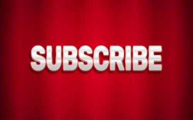 Subscribe button text effect, editable red and play text style clipart