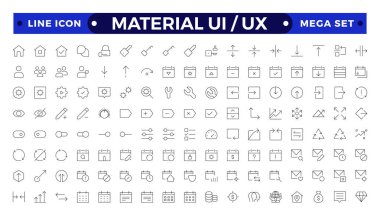 En iyi malzeme ui ux simge seti, kullanıcı arayüzü simge seti koleksiyonu. Temel Kullanıcı Arayüzü Gerekli Ayarları. Çizgi Özeti Simgeleri. Uygulama, Web, Yazdır