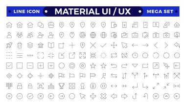 En iyi malzeme ui ux simge seti, kullanıcı arayüzü simge seti koleksiyonu. Temel Kullanıcı Arayüzü Gerekli Ayarları. Çizgi Özeti Simgeleri. Uygulama, Web, Yazdır