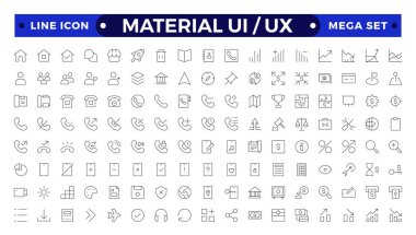 En iyi malzeme ui ux simge seti, kullanıcı arayüzü simge seti koleksiyonu. Temel Kullanıcı Arayüzü Gerekli Ayarları. Çizgi Özeti Simgeleri. Uygulama, Web, Yazdır