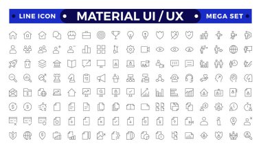 En iyi malzeme ui ux simge seti, kullanıcı arayüzü simge seti koleksiyonu. Temel Kullanıcı Arayüzü Gerekli Ayarları. Çizgi Özeti Simgeleri. Uygulama, Web, Yazdır