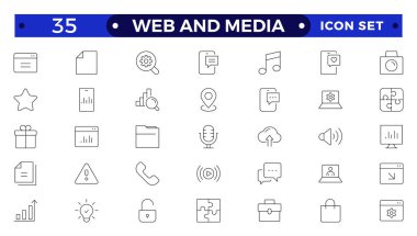 Web ve Ortam ince çizgi simgeleri ayarlandı.