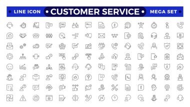 Müşteri Hizmetleri ve Destek Taslak Simgesi Koleksiyonu. Müşteri hizmetleri simgelerinin ince çizgi modern biçimi: geri besleme, teknik destek, yardım, bilgi ve daha fazlası.