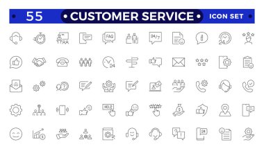 Müşteri Hizmetleri ve Destek Taslak Simgesi Koleksiyonu. Müşteri hizmetleri simgelerinin ince çizgi modern biçimi: geri besleme, teknik destek, yardım, bilgi ve daha fazlası.