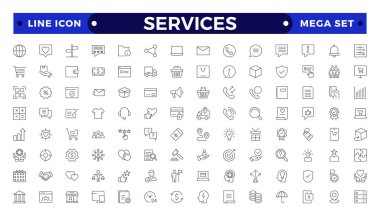 Servis simgesi koleksiyonu seti. Adalet, avukat, noterler, hukuk, göçmenlik, avukatlık, ekommerce, finans, muhasebe, vektör, iş, iletişim, perakende, düz, tasarım, sözleşme simgesi