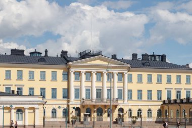 Helsinki, Finlandiya - 12 Haziran 2022: Cumhurbaşkanlığı Sarayı Binası.