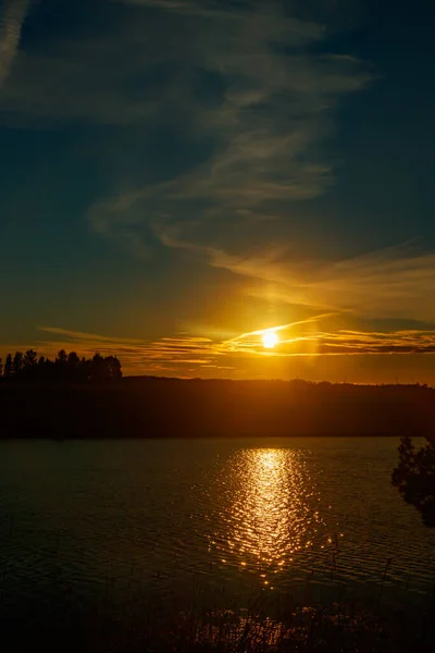 Beautiful Sunset River Kymijoki Autumn Finland — Stock Photo, Image