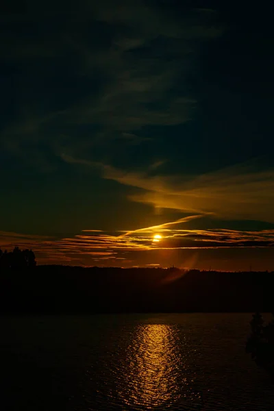 Piękny Zachód Słońca Nad Rzeką Kymijoki Jesienią Finlandia — Zdjęcie stockowe