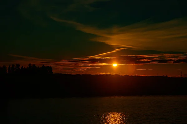 Чудовий Захід Сонця Річці Кіміхокі Восени Фінляндія — стокове фото