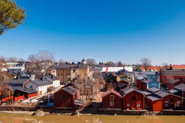 Eski Porvoo kasabasının güzel panoramik manzarası