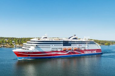 Stockholm, İsveç - 13 Haziran 2023: Feribot Viking Hattı Grace Baltık denizinde