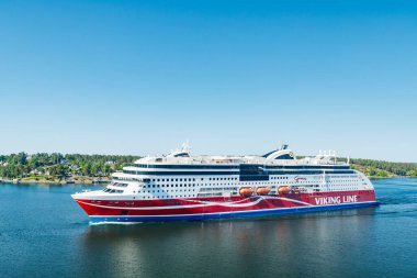 Stockholm, İsveç - 13 Haziran 2023: Feribot Viking Hattı Grace Baltık denizinde