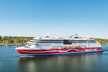 Stockholm, İsveç - 13 Haziran 2023: Feribot Viking Hattı Grace Baltık denizinde