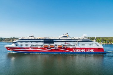 Stockholm, İsveç - 13 Haziran 2023: Feribot Viking Hattı Grace Baltık denizinde
