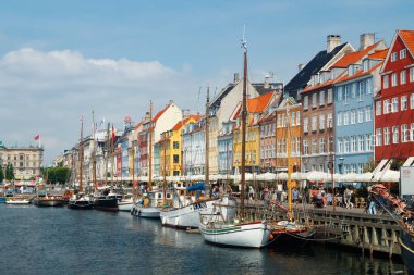 Kopenhag, Danimarka - 20 Haziran 2023: Nyhavn manzarası.