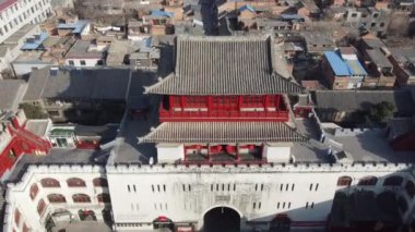 Luoyang 'ın çatılarının havadan görünüşü.