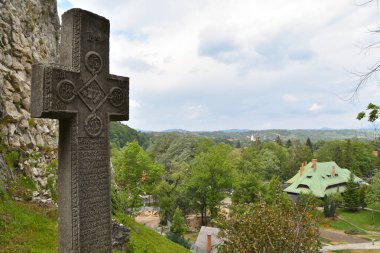 Transilvanya 'daki Bran Kalesi' nde Ormana Bakan Bir Haç