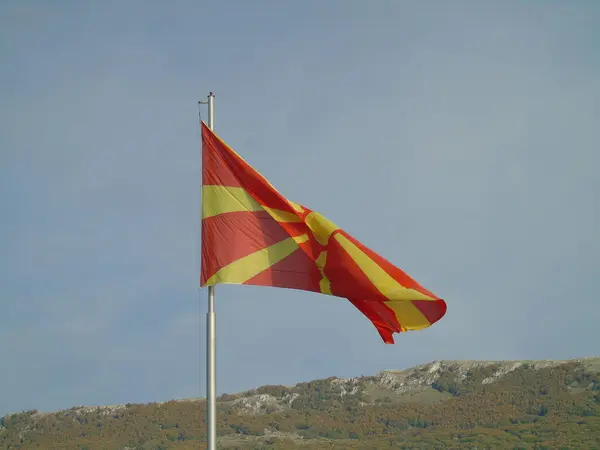 stock image North Macedonian flag in Ohrid