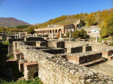 Ancient Roman Ruins at Heraclea Lyncestis in Bitola, Macedonia in Autumn clipart