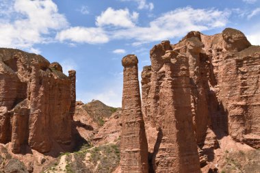 Dramatic Sandstone Pillars at Binggou Danxia Landform in Gansu Province, China clipart