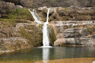 View of a Waterfall at Yuntaishan Geopark in China clipart