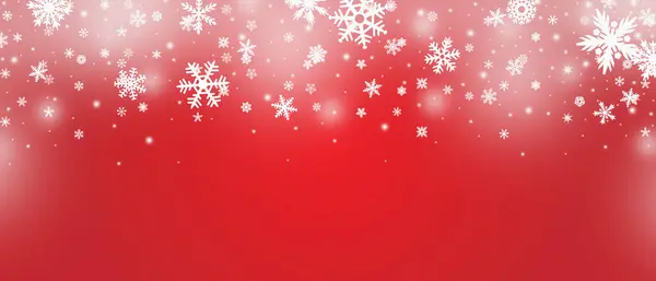  Soyut Noel üst kar taneleri kırmızı arka planda pürüzsüz sınır 