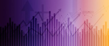 Yukarı doğru çizgileri ve okları olan soyut finansal grafik 