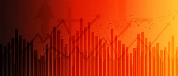 Yukarı doğru çizgileri ve okları olan soyut finansal grafik 