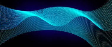 Neon parıldayan tekno çizgiler, mavi yüksek teknoloji soyut fonografik arka plan