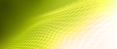 Yeşil soyut teknoloji ve bilim arkaplanı. Çizgiler ve geometrik şekillerle ağ ya da ağ