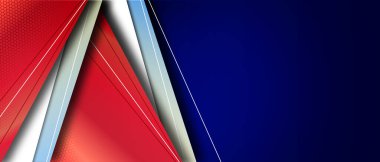 Koyu mavi ve kırmızı parlak üçgen soyut arkaplan